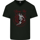 Muay Thai Tiger Warrior MMA Martial Arts Mens V-Neck Cotton T-Shirt Black