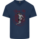 Muay Thai Tiger Warrior MMA Martial Arts Mens V-Neck Cotton T-Shirt Navy Blue