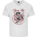 Muay Thai Tiger Warrior MMA Martial Arts Mens V-Neck Cotton T-Shirt White