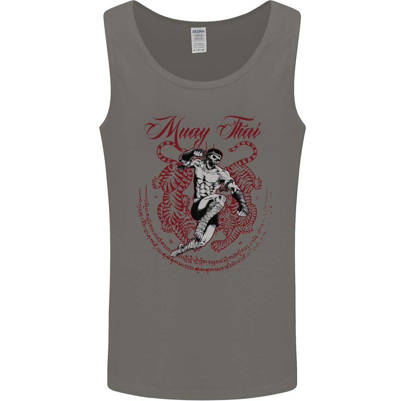 Muay Thai Tiger Warrior MMA Martial Arts Mens Vest Tank Top Charcoal