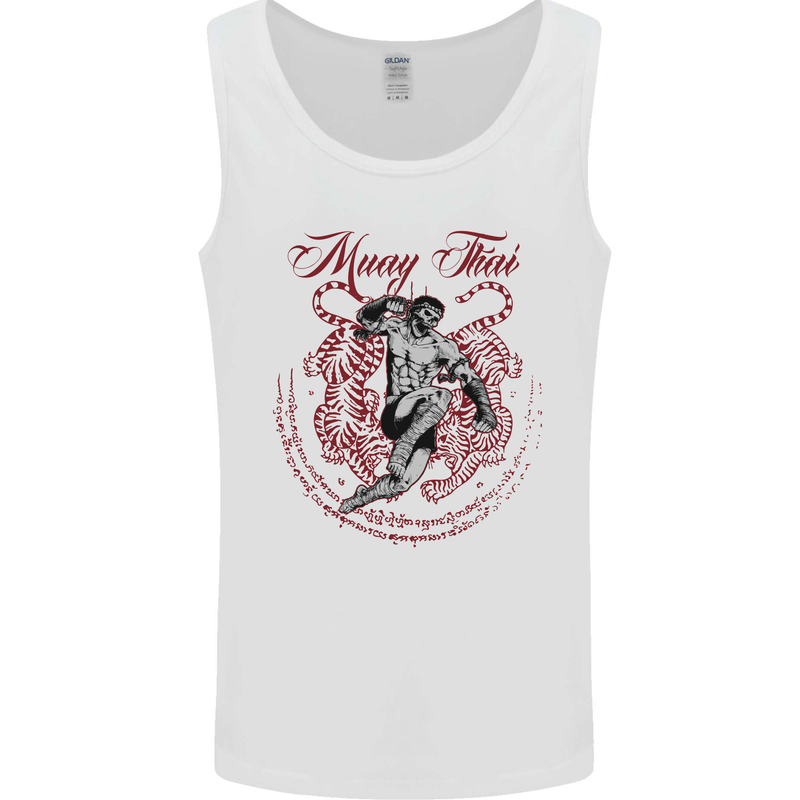 Muay Thai Tiger Warrior MMA Martial Arts Mens Vest Tank Top White