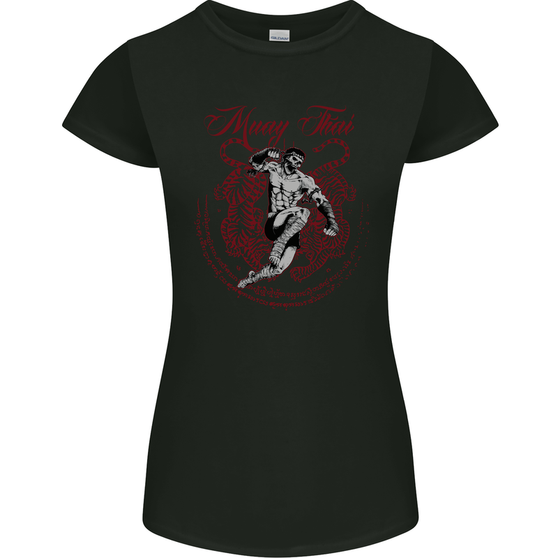 Muay Thai Tiger Warrior MMA Martial Arts Womens Petite Cut T-Shirt Black