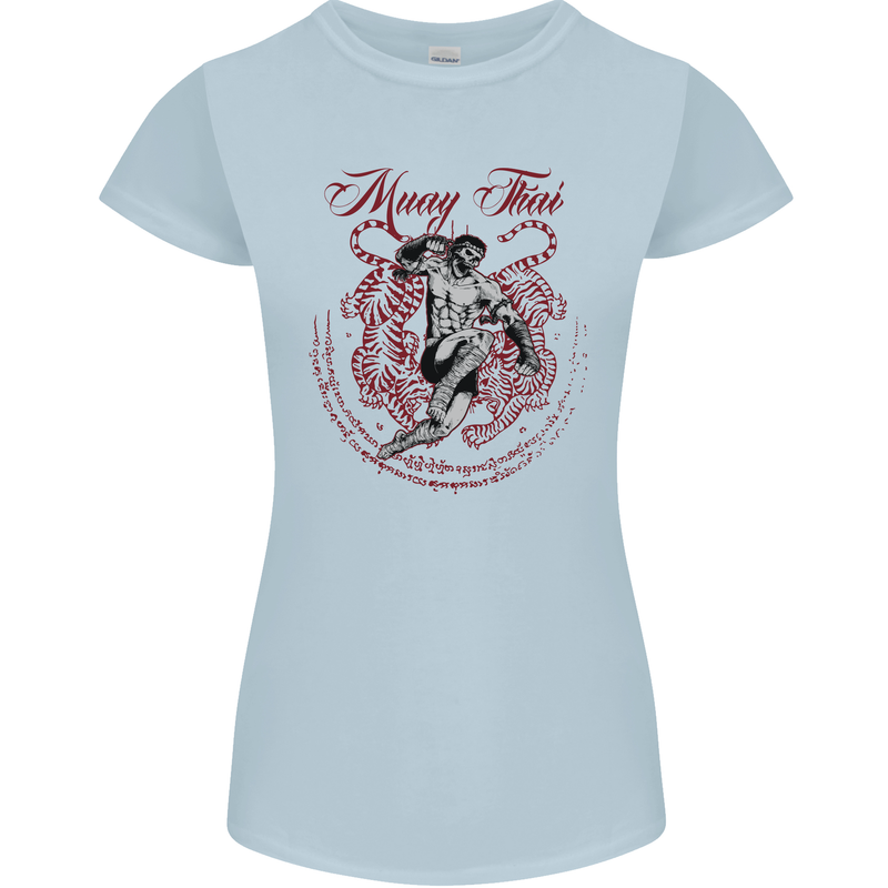 Muay Thai Tiger Warrior MMA Martial Arts Womens Petite Cut T-Shirt Light Blue