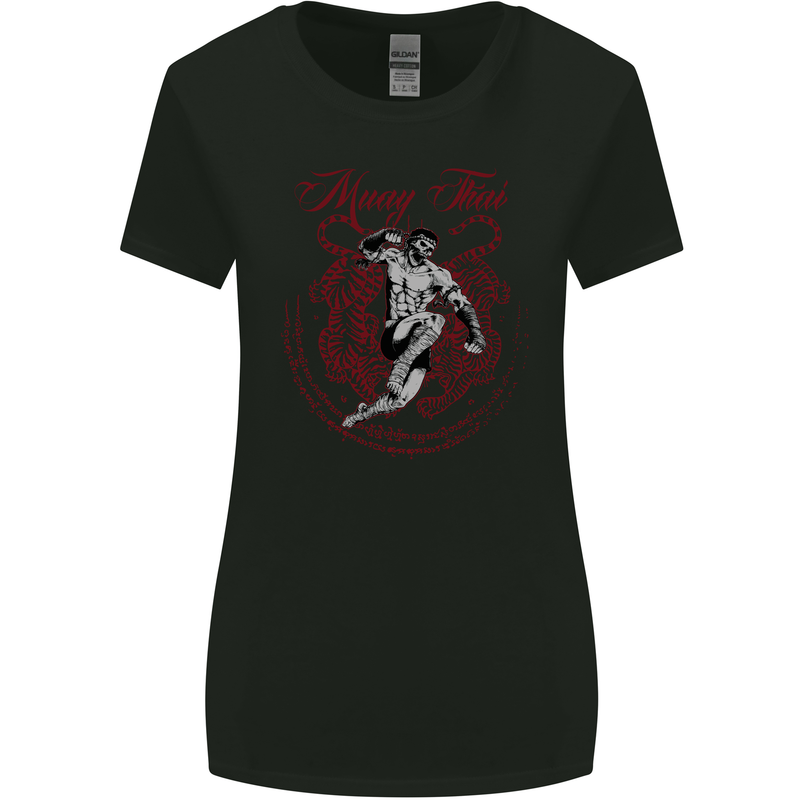Muay Thai Tiger Warrior MMA Martial Arts Womens Wider Cut T-Shirt Black