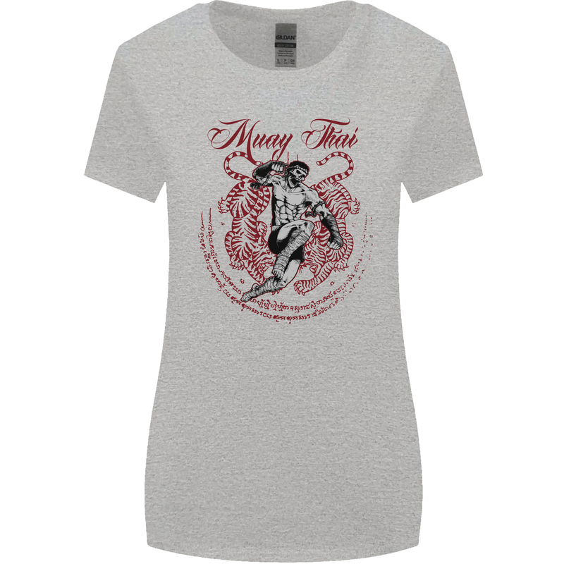 Muay Thai Tiger Warrior MMA Martial Arts Womens Wider Cut T-Shirt Sports Grey