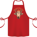 Muhdolf Funny Rudolf Christmas Cow Cotton Apron 100% Organic Red
