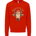Muhdolf Funny Rudolf Christmas Cow Kids Sweatshirt Jumper Bright Red