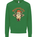Muhdolf Funny Rudolf Christmas Cow Kids Sweatshirt Jumper Irish Green