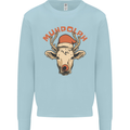 Muhdolf Funny Rudolf Christmas Cow Kids Sweatshirt Jumper Light Blue