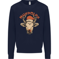 Muhdolf Funny Rudolf Christmas Cow Kids Sweatshirt Jumper Navy Blue