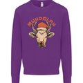 Muhdolf Funny Rudolf Christmas Cow Kids Sweatshirt Jumper Purple