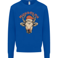 Muhdolf Funny Rudolf Christmas Cow Kids Sweatshirt Jumper Royal Blue