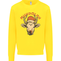 Muhdolf Funny Rudolf Christmas Cow Kids Sweatshirt Jumper Yellow