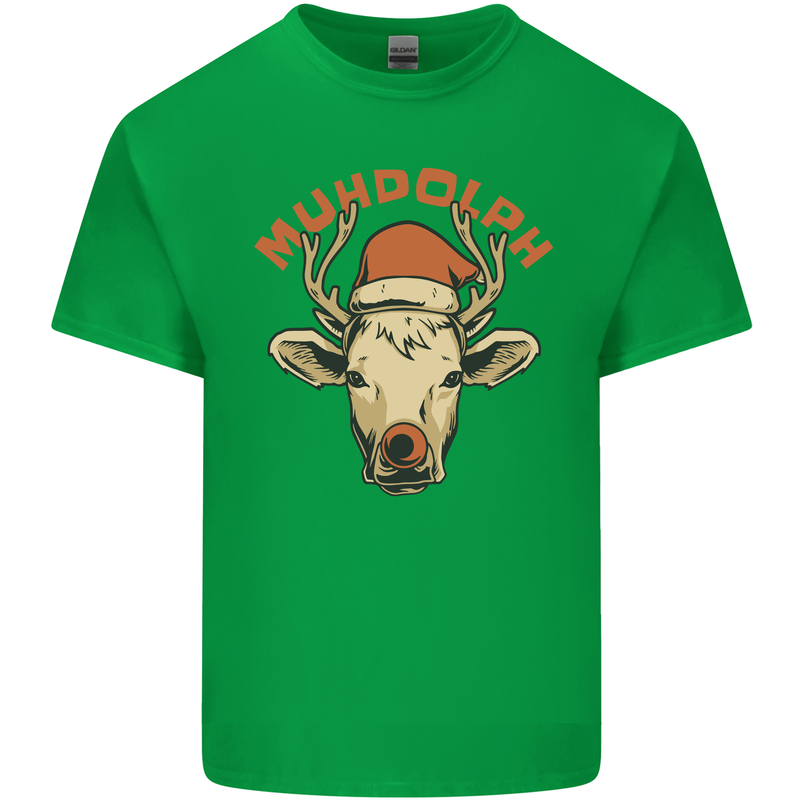 Muhdolf Funny Rudolf Christmas Cow Kids T-Shirt Childrens Irish Green