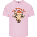 Muhdolf Funny Rudolf Christmas Cow Kids T-Shirt Childrens Light Pink