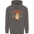 Muhdolf Funny Rudolf Christmas Cow Mens 80% Cotton Hoodie Charcoal