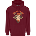 Muhdolf Funny Rudolf Christmas Cow Mens 80% Cotton Hoodie Maroon