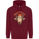 Muhdolf Funny Rudolf Christmas Cow Mens 80% Cotton Hoodie Maroon