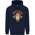 Muhdolf Funny Rudolf Christmas Cow Mens 80% Cotton Hoodie Navy Blue