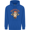 Muhdolf Funny Rudolf Christmas Cow Mens 80% Cotton Hoodie Royal Blue