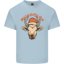 Muhdolf Funny Rudolf Christmas Cow Mens Cotton T-Shirt Tee Top Light Blue