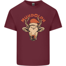 Muhdolf Funny Rudolf Christmas Cow Mens Cotton T-Shirt Tee Top Maroon