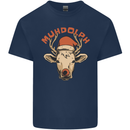 Muhdolf Funny Rudolf Christmas Cow Mens Cotton T-Shirt Tee Top Navy Blue