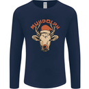 Muhdolf Funny Rudolf Christmas Cow Mens Long Sleeve T-Shirt Navy Blue