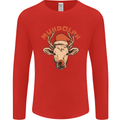 Muhdolf Funny Rudolf Christmas Cow Mens Long Sleeve T-Shirt Red