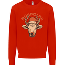 Muhdolf Funny Rudolf Christmas Cow Mens Sweatshirt Jumper Bright Red