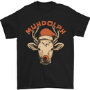 Muhdolf Funny Rudolf Christmas Cow Mens T-Shirt 100% Cotton Black