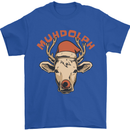 Muhdolf Funny Rudolf Christmas Cow Mens T-Shirt 100% Cotton Royal Blue