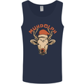 Muhdolf Funny Rudolf Christmas Cow Mens Vest Tank Top Navy Blue