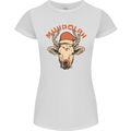 Muhdolf Funny Rudolf Christmas Cow Womens Petite Cut T-Shirt White