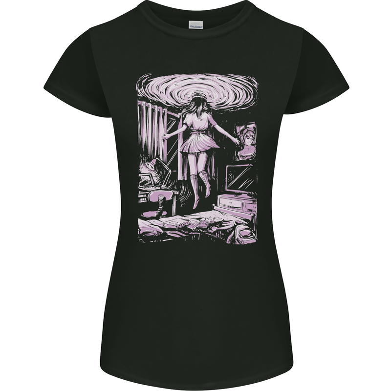 Multiverse 3rd Dimension SCI-FI Universe Womens Petite Cut T-Shirt Black
