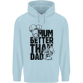 Mum Better Than Dad Mother's Father's Day Childrens Kids Hoodie Light Blue