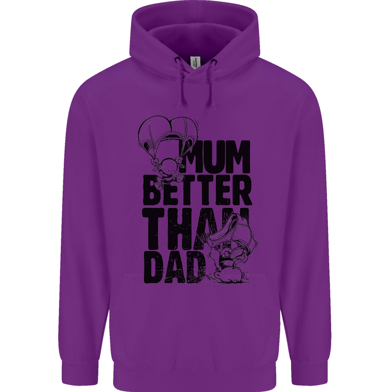 Mum Better Than Dad Mother's Father's Day Childrens Kids Hoodie Purple