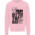 Mum Better Than Dad Mother's Father's Day Kids Sweatshirt Jumper Light Pink