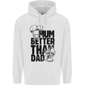 Mum Better Than Dad Mother's Father's Day Mens 80% Cotton Hoodie White