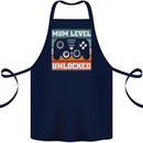 Mum Level Unlocked New Mommy Baby Born Cotton Apron 100% Organic Navy Blue