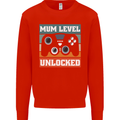 Mum Level Unlocked New Mommy Baby Born Kids Sweatshirt Jumper Bright Red