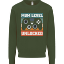 Mum Level Unlocked New Mommy Baby Born Kids Sweatshirt Jumper Forest Green