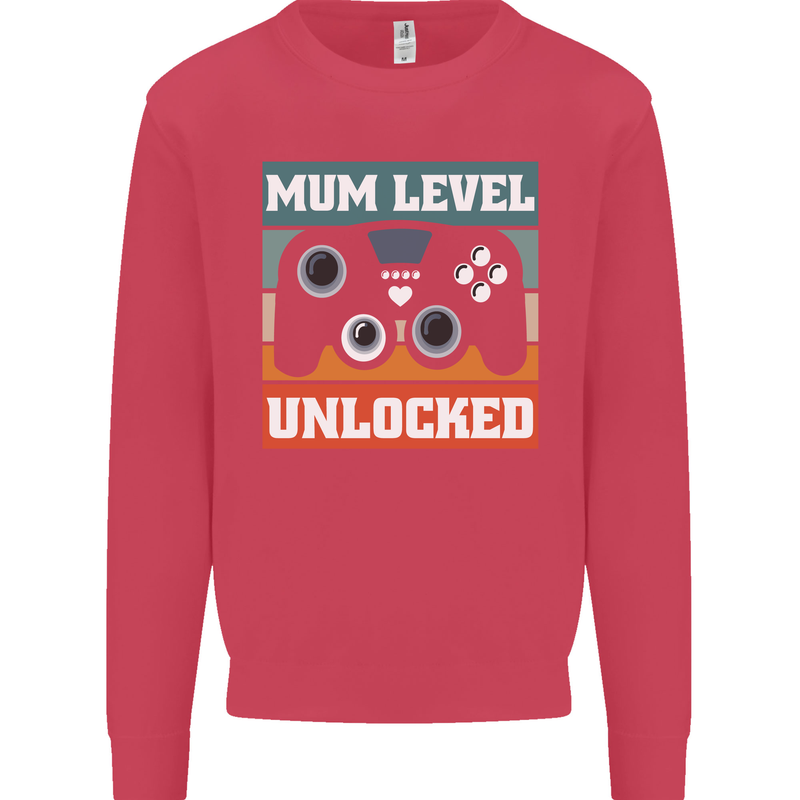 Mum Level Unlocked New Mommy Baby Born Kids Sweatshirt Jumper Heliconia