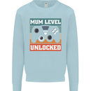 Mum Level Unlocked New Mommy Baby Born Kids Sweatshirt Jumper Light Blue