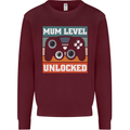 Mum Level Unlocked New Mommy Baby Born Kids Sweatshirt Jumper Maroon