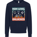 Mum Level Unlocked New Mommy Baby Born Kids Sweatshirt Jumper Navy Blue
