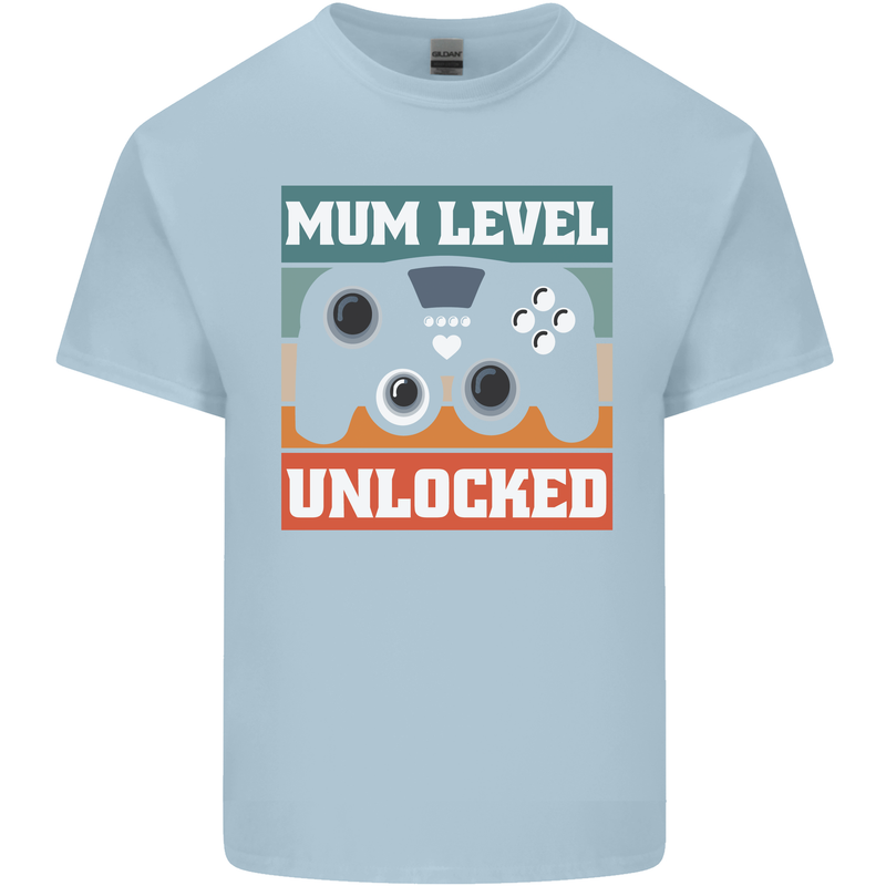 Mum Level Unlocked New Mommy Baby Born Kids T-Shirt Childrens Light Blue