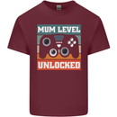 Mum Level Unlocked New Mommy Baby Born Mens Cotton T-Shirt Tee Top Maroon