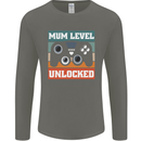 Mum Level Unlocked New Mommy Baby Born Mens Long Sleeve T-Shirt Charcoal