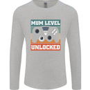 Mum Level Unlocked New Mommy Baby Born Mens Long Sleeve T-Shirt Sports Grey